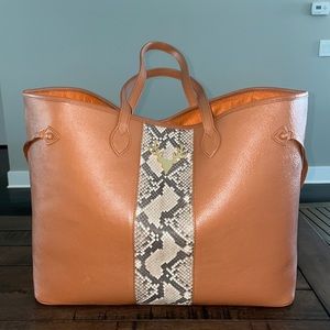 Taxidermy snake and saddle leather Liz tote
